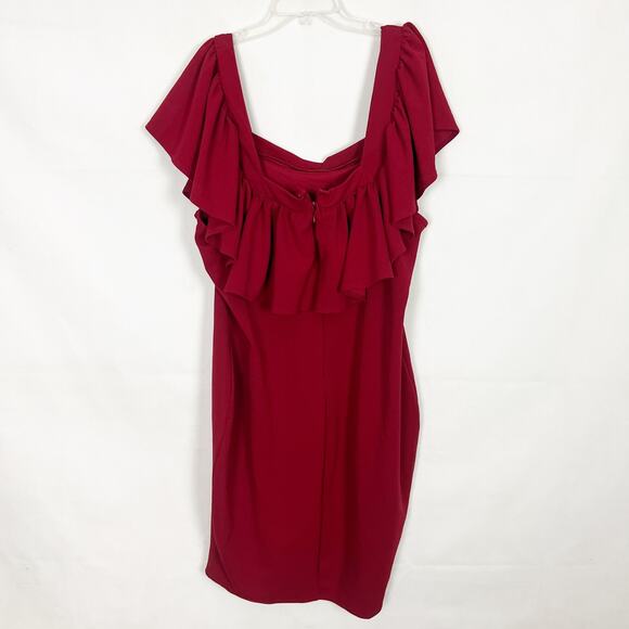 Libian Womens Dress 3X Vtg Ruffle Overlay Party Cocktail Wedding Guest Stretch - Picture 5 of 9